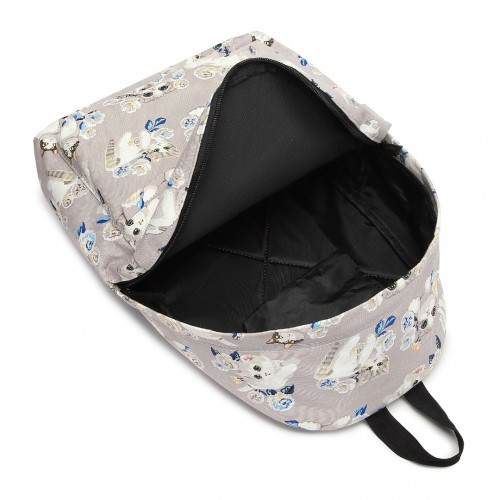 Miss Lulu Large Cat Polka Dot Backpack - Stylish Grey Backpack for Everyday Essentials - BEYRUN