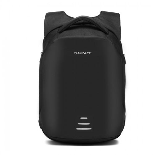 E1946 - KONO REFLECTIVE USB CHARGING INTERFACE BACKPACK - BLACK - BEYRUN