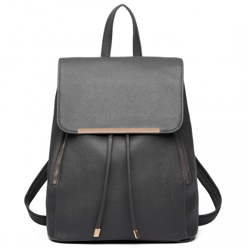 E1669 - Miss Lulu Faux Leather Stylish Fashion Backpack - Grey - BEYRUN