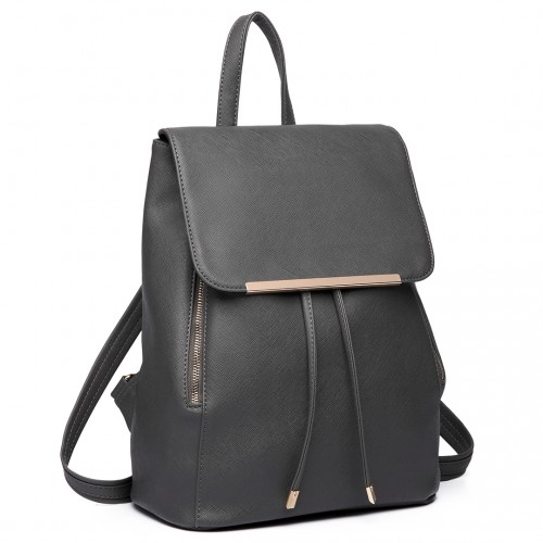 E1669 - Miss Lulu Faux Leather Stylish Fashion Backpack - Grey - BEYRUN