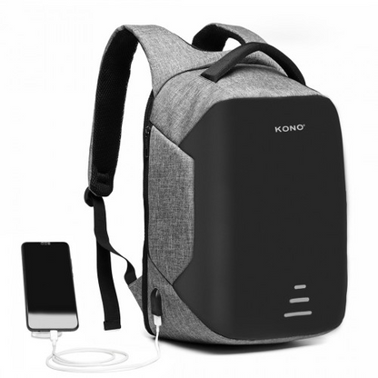 E1946 - KONO REFLECTIVE USB CHARGING INTERFACE BACKPACK - GREY - BEYRUN