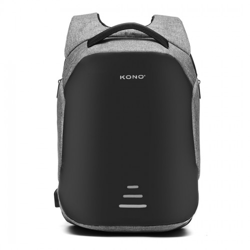 E1946 - KONO REFLECTIVE USB CHARGING INTERFACE BACKPACK - GREY - BEYRUN