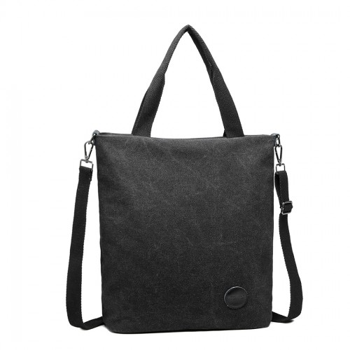 Kono Large Canvas Unisex Messenger Bag - Black | Stylish & Practical Everyday Essentials - BEYRUN