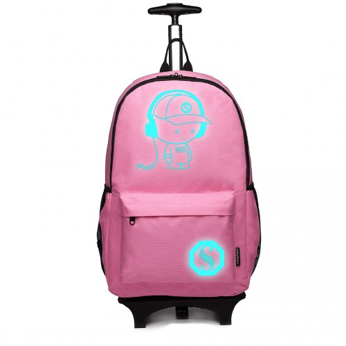 E6877 - Kono Multi-functional Glow-in-the-Dark Trolley Backpack - Pink - BEYRUN