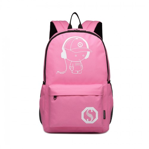 E6877 - Kono Multi-functional Glow-in-the-Dark Trolley Backpack - Pink - BEYRUN