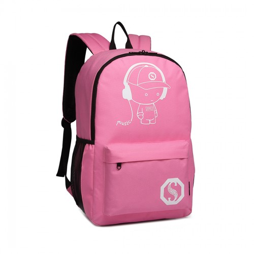 E6877 - Kono Multi-functional Glow-in-the-Dark Trolley Backpack - Pink - BEYRUN