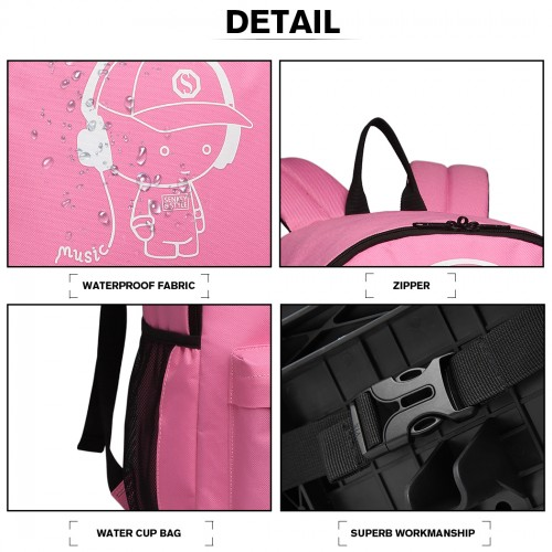 E6877 - Kono Multi-functional Glow-in-the-Dark Trolley Backpack - Pink - BEYRUN