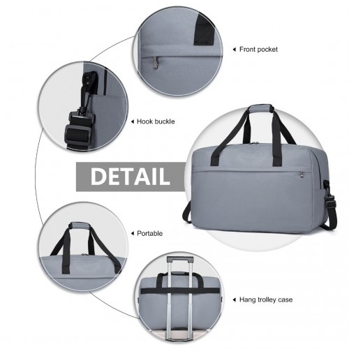 Kono Lightweight Multi Purpose Unisex Sports Travel Duffel Bag - Light Grey - Versatile, Stylish & Durable - BEYRUN