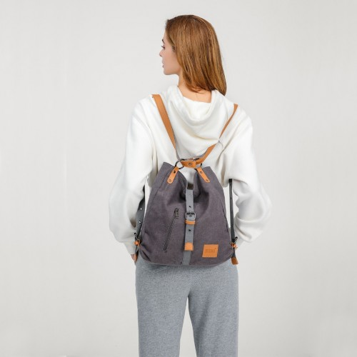 Kono Canvas Hobo Slouch Shoulder Bag and Backpack - Khaki | Stylish & Versatile - BEYRUN