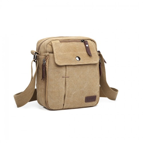 Kono Multi Pocket Cross Body Shoulder Bag - Khaki | Stylish & Durable Canvas Bag - BEYRUN