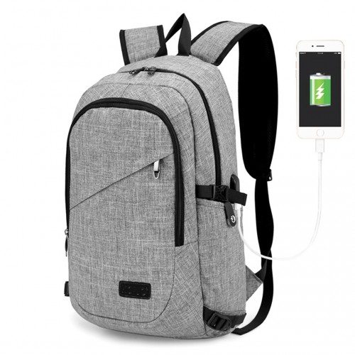 E6715 - Kono Business Laptop Backpack with USB Charging Port - Grey - BEYRUN