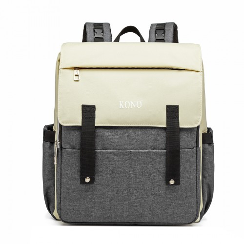 E1970 - Kono Multi Compartment Baby Changing Backpack with USB Connectivity - Grey - BEYRUN