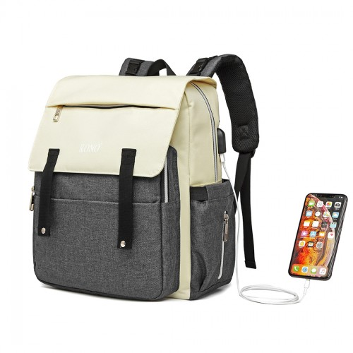 E1970 - Kono Multi Compartment Baby Changing Backpack with USB Connectivity - Grey - BEYRUN