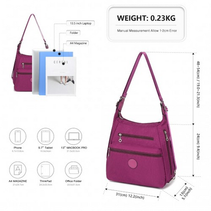 Kono Three Way Multipurpose Casual Shoulder Bag With Double Zippers - Purple | EH2063 - BEYRUN