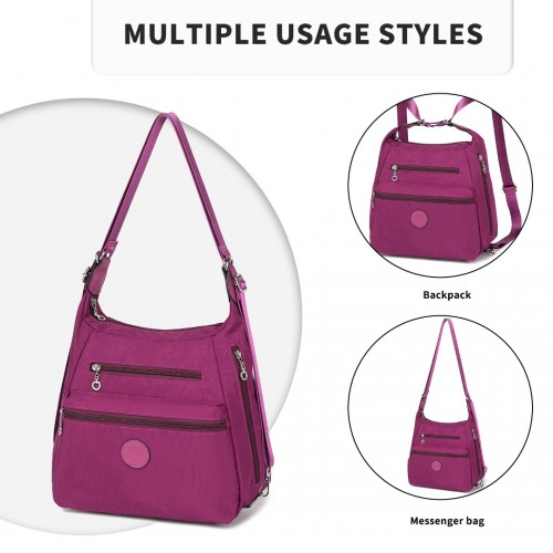 Kono Three Way Multipurpose Casual Shoulder Bag With Double Zippers - Purple | EH2063 - BEYRUN