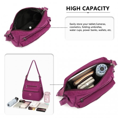 Kono Three Way Multipurpose Casual Shoulder Bag With Double Zippers - Purple | EH2063 - BEYRUN