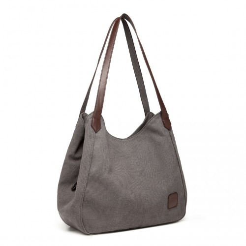 Kono Canvas Shoulder Tote Bag - Grey | Stylish & Practical for Everyday Use - BEYRUN