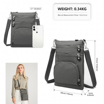 Kono Casual Multi Pocket RFID Blocking Crossbody Bag - Stylish and Secure Grey Bag - BEYRUN