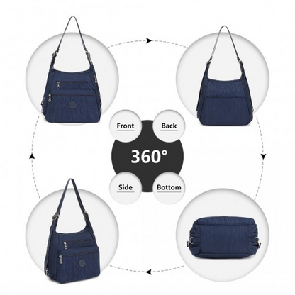 Kono Three Way Multipurpose Casual Shoulder Bag With Double Zippers - Navy | EH2063 - BEYRUN