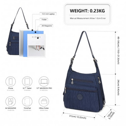 Kono Three Way Multipurpose Casual Shoulder Bag With Double Zippers - Navy | EH2063 - BEYRUN