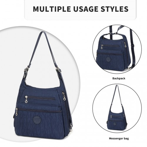 Kono Three Way Multipurpose Casual Shoulder Bag With Double Zippers - Navy | EH2063 - BEYRUN