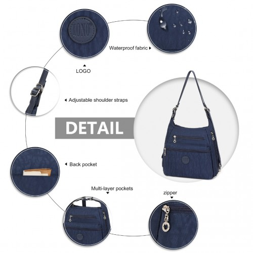 Kono Three Way Multipurpose Casual Shoulder Bag With Double Zippers - Navy | EH2063 - BEYRUN