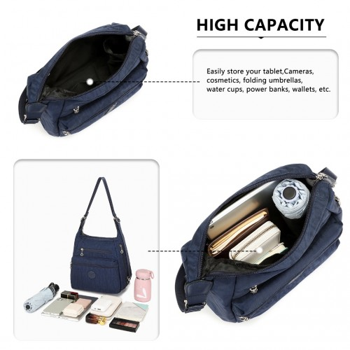 Kono Three Way Multipurpose Casual Shoulder Bag With Double Zippers - Navy | EH2063 - BEYRUN