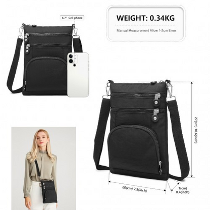 Kono Casual Multi Pocket RFID Blocking Crossbody Bag - Black | Secure & Stylish - BEYRUN