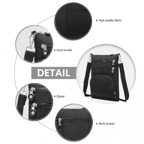 Kono Casual Multi Pocket RFID Blocking Crossbody Bag - Black | Secure & Stylish - BEYRUN