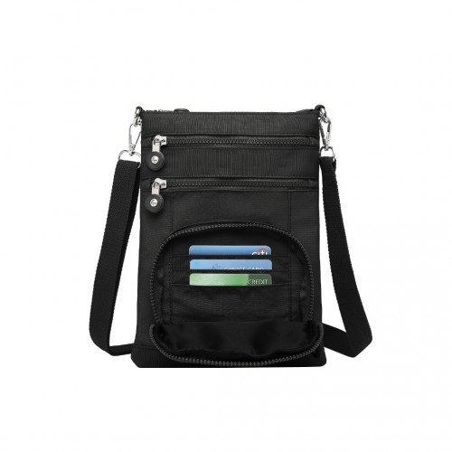 Kono Casual Multi Pocket RFID Blocking Crossbody Bag - Black | Secure & Stylish - BEYRUN