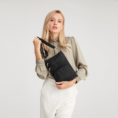 Kono Casual Multi Pocket RFID Blocking Crossbody Bag - Black | Secure & Stylish - BEYRUN