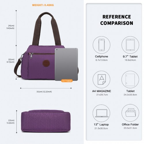 Kono Waterproof Multi-Functional Handbag Cross Body Bag - Purple - BEYRUN