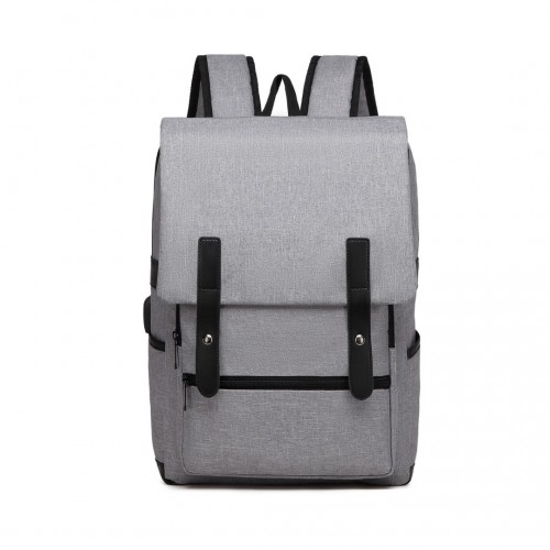 EG2032 - Kono Smart Practical Backpack with USB Chargable Interface - Grey - BEYRUN