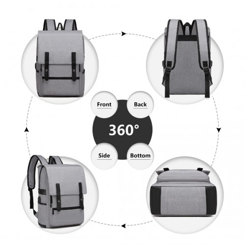 EG2032 - Kono Smart Practical Backpack with USB Chargable Interface - Grey - BEYRUN