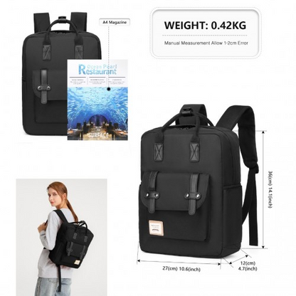 Kono Casual Daypack Lightweight Backpack - Water-Resistant Travel Bag - Black | Versatile and Stylish for Everyday Use - BEYRUN