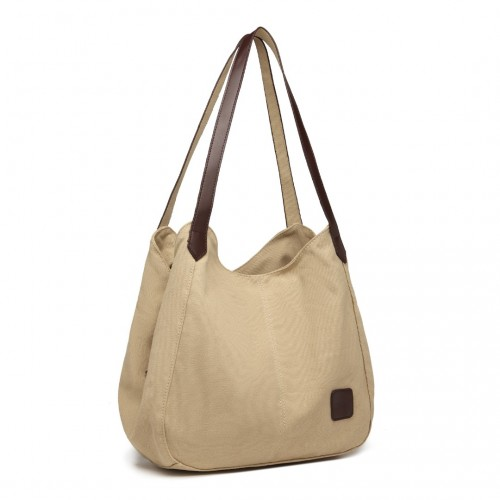 Kono Canvas Shoulder Tote Bag - Khaki | Trendy & Practical - BEYRUN