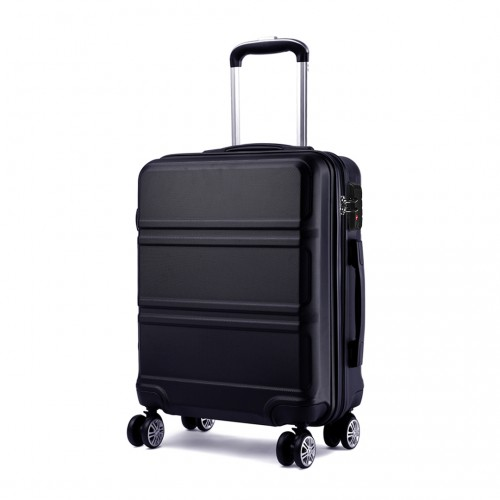 Kono ABS 24 Inch Sculpted Horizontal Design Suitcase - Black | Durable & Stylish Luggage for All Your Travels - BEYRUN