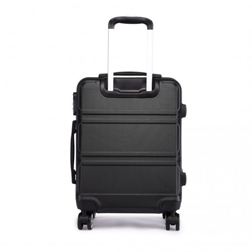 Kono ABS Sculpted Horizontal Design 3 Piece Suitcase Set - Black | Lightweight & Durable Luggage - BEYRUN