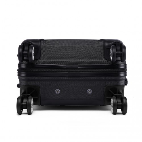 Kono ABS Sculpted Horizontal Design 3 Piece Suitcase Set - Black | Lightweight & Durable Luggage - BEYRUN