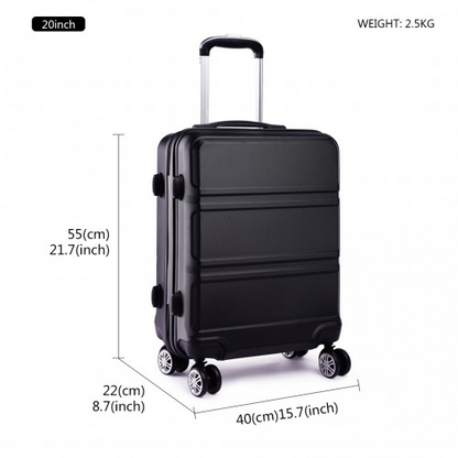 Kono ABS Sculpted Horizontal Design 3 Piece Suitcase Set - Black | Lightweight & Durable Luggage - BEYRUN