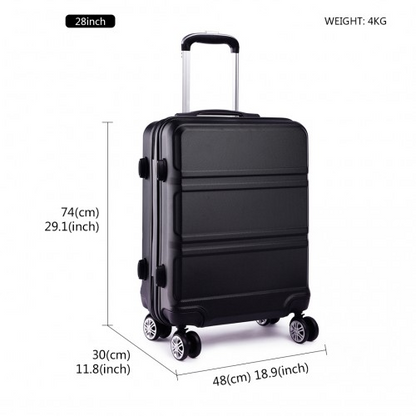 Kono ABS Sculpted Horizontal Design 3 Piece Suitcase Set - Black | Lightweight & Durable Luggage - BEYRUN