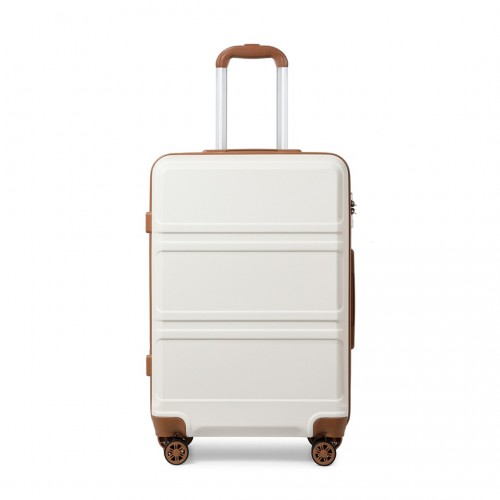 Kono ABS 24 Inch Sculpted Horizontal Design Suitcase - Cream | Durable & Stylish Luggage - BEYRUN