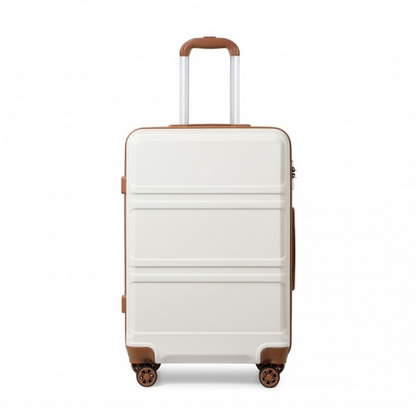 Kono ABS 24 Inch Sculpted Horizontal Design Suitcase - Cream | Durable & Stylish Luggage - BEYRUN