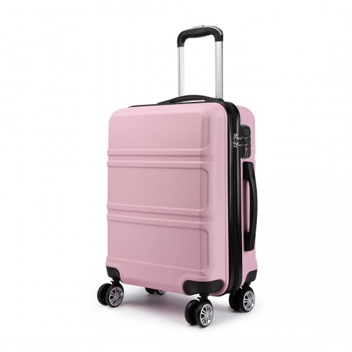 Kono ABS 24 Inch Sculpted Horizontal Design Suitcase in Pink - Durable, Stylish & Travel-Ready - BEYRUN