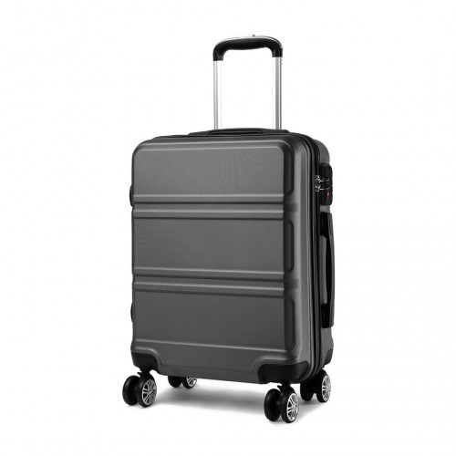 Kono ABS Sculpted Horizontal 24 Inch Suitcase - Durable & Stylish Grey Luggage - BEYRUN