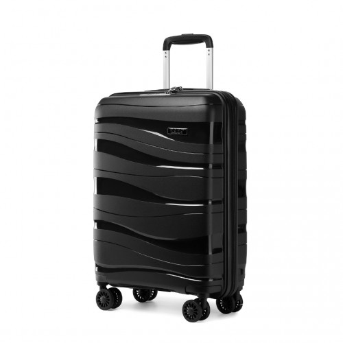 Kono 20 Inch Lightweight Polypropylene Hard Shell Suitcase with TSA Lock - Black | Stylish & Durable Travel Luggage - BEYRUN