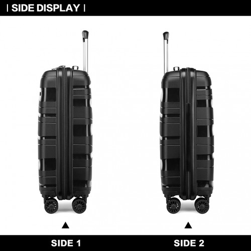 Kono 20 Inch Lightweight Polypropylene Hard Shell Suitcase with TSA Lock - Black | Stylish & Durable Travel Luggage - BEYRUN