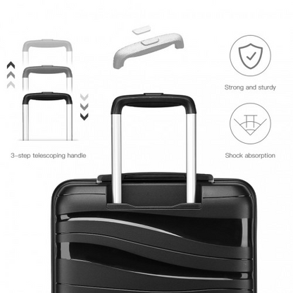 Kono 20 Inch Lightweight Polypropylene Hard Shell Suitcase with TSA Lock - Black | Stylish & Durable Travel Luggage - BEYRUN