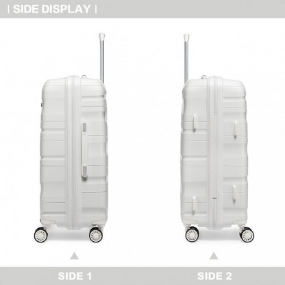 Kono Lightweight Polypropylene Hard Shell 4 Piece Suitcase Set with TSA Lock and Vanity Case - Cream White - BEYRUN