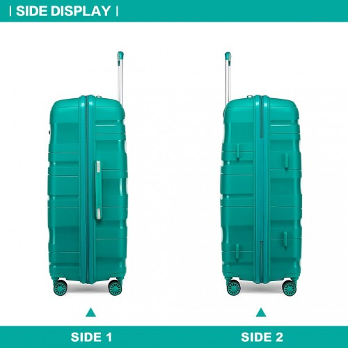 Kono 24 Inch Lightweight Polypropylene Hard Shell Suitcase with TSA Lock - Teal | Durable Travel Luggage - BEYRUN